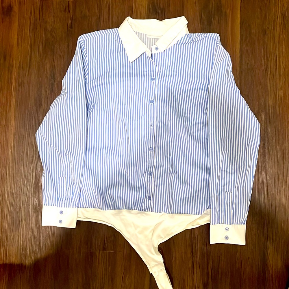 New York & Company loose body suit dress shirt